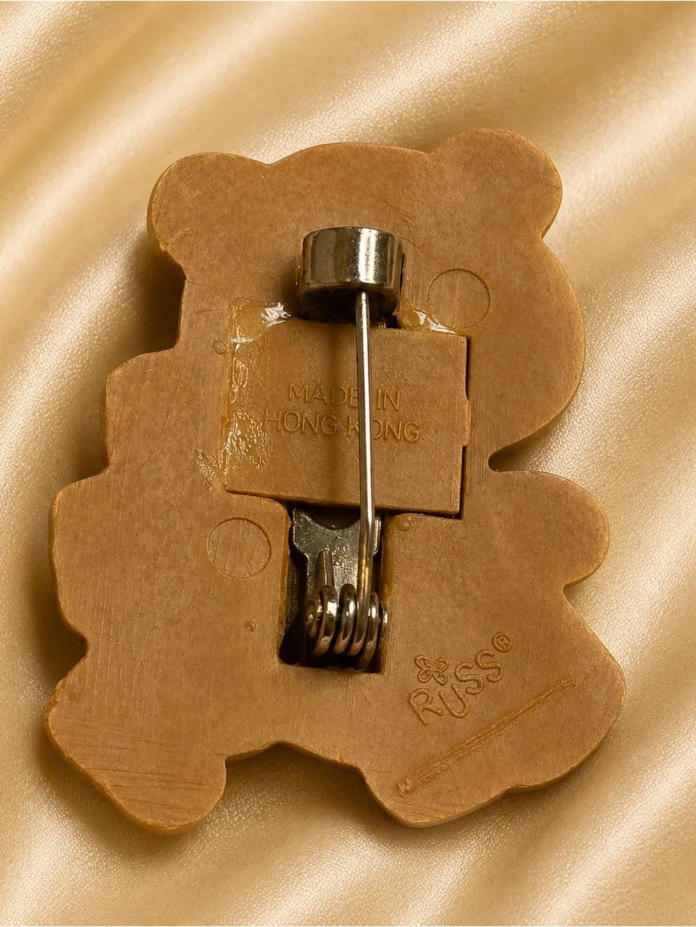 Vintage RUSS Teddy Bear Christmas Drummer Brooch Pin Hong Kong